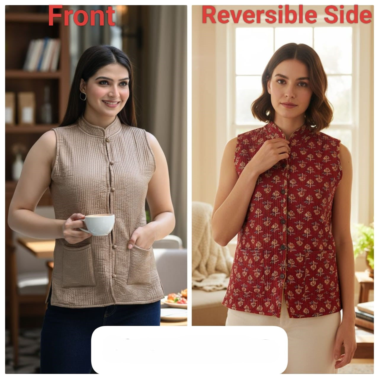 Jaipuri Quilted Reversible Cotton Jacket with Kapas Filling