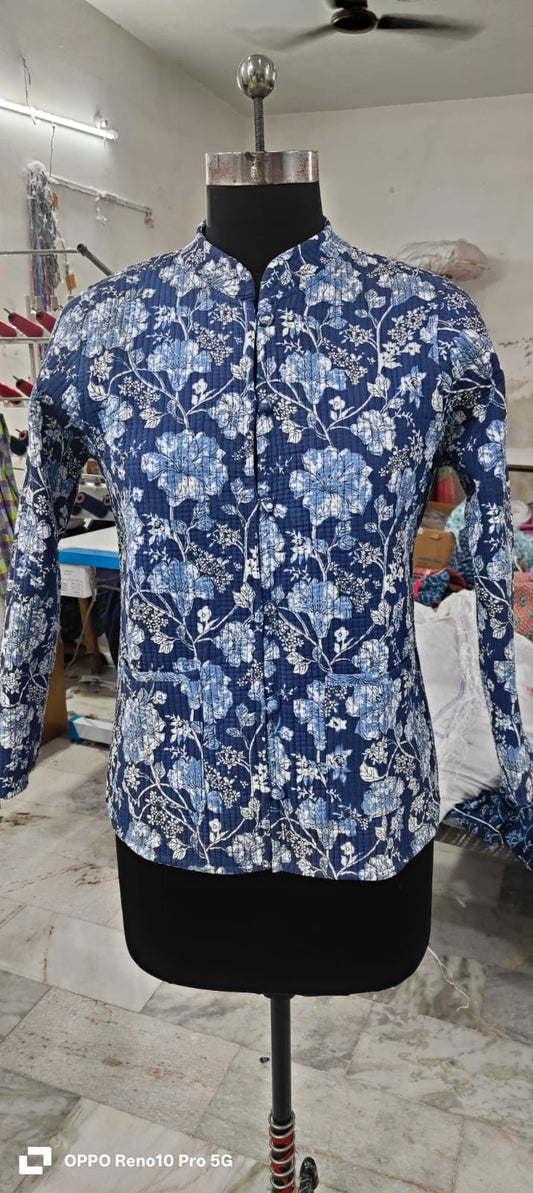 Jaipuri Quilted Reversible Cotton Jacket with Pockets