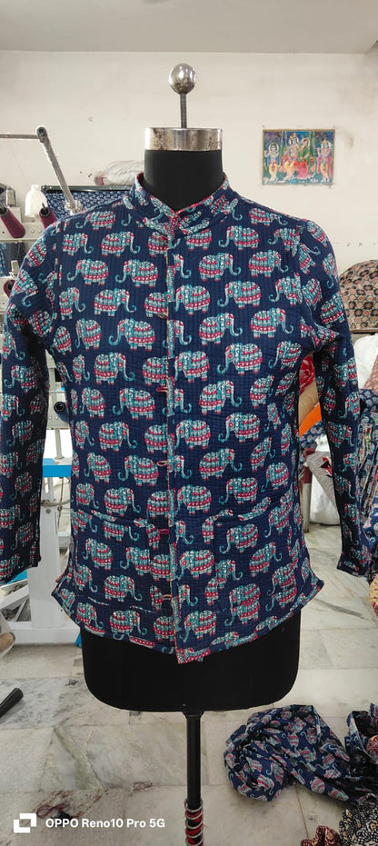 Jaipuri Quilted Reversible Cotton Jacket with Pockets