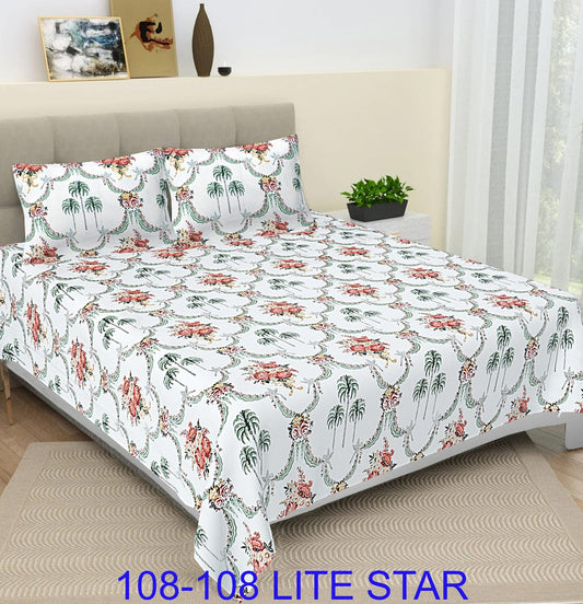 Jumbo 108x108 Cotton Autoloom Bedsheet with 2 Pillow Covers