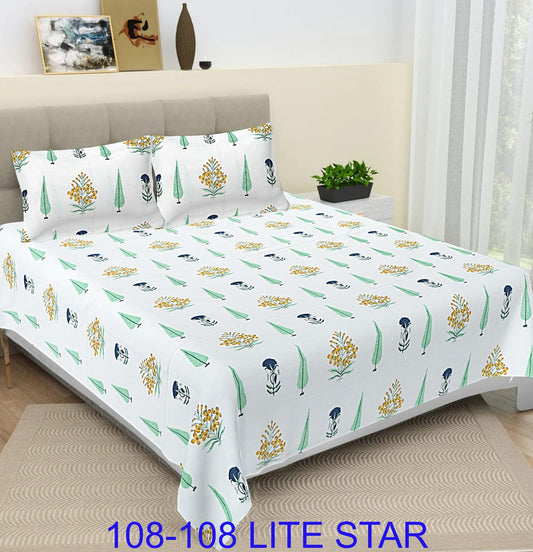 Jumbo 108x108 Cotton Autoloom Bedsheet with 2 Pillow Covers