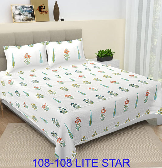Jumbo 108x108 Cotton Autoloom Bedsheet with 2 Pillow Covers