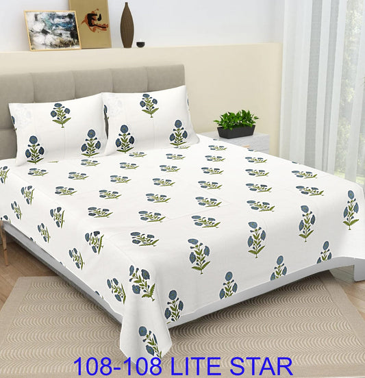 Jumbo 108x108 Cotton Autoloom Bedsheet with 2 Pillow Covers