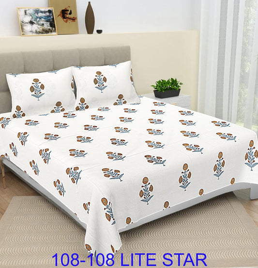 Jumbo 108x108 Cotton Autoloom Bedsheet with 2 Pillow Covers
