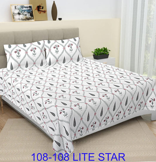 Jumbo 108x108 Cotton Autoloom Bedsheet with 2 Pillow Covers