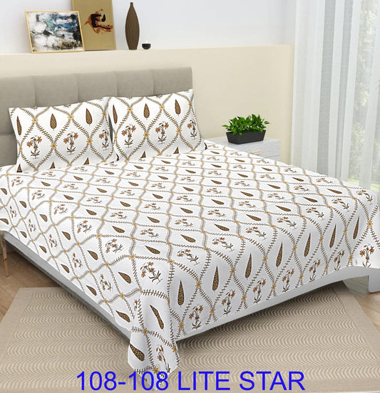Jumbo 108x108 Cotton Autoloom Bedsheet with 2 Pillow Covers