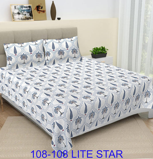 Jumbo 108x108 Cotton Autoloom Bedsheet with 2 Pillow Covers