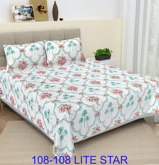 Jumbo 108x108 Cotton Autoloom Bedsheet with 2 Pillow Covers