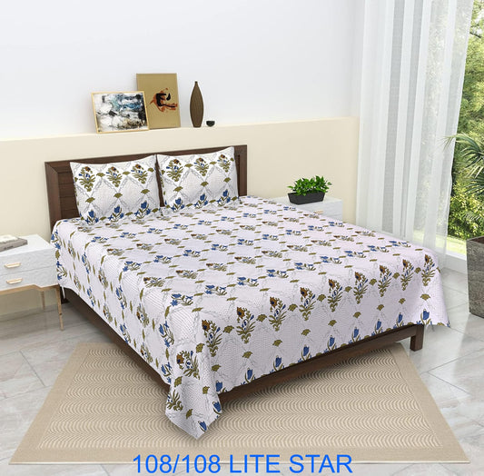 Jumbo 108x108 Cotton Autoloom Bedsheet with 2 Pillow Covers