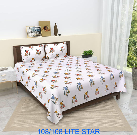Jumbo 108x108 Cotton Autoloom Bedsheet with 2 Pillow Covers