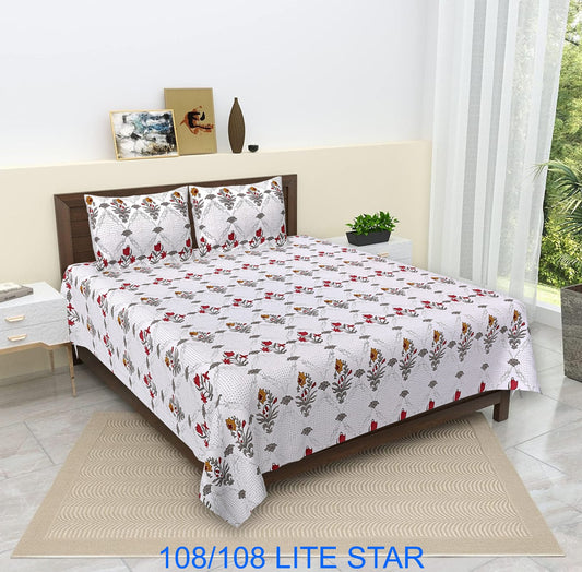 Jumbo 108x108 Cotton Autoloom Bedsheet with 2 Pillow Covers