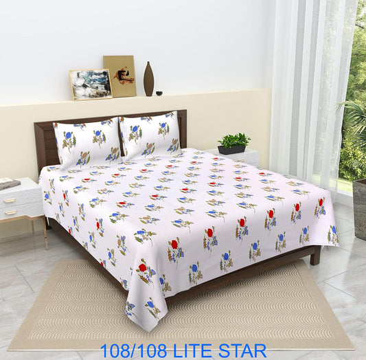 Jumbo 108x108 Cotton Autoloom Bedsheet with 2 Pillow Covers