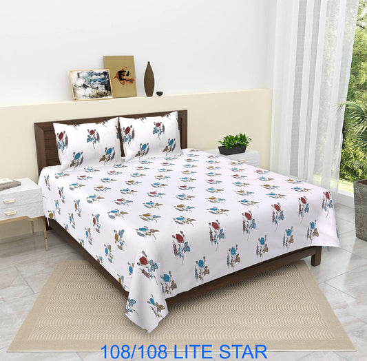 Jumbo 108x108 Cotton Autoloom Bedsheet with 2 Pillow Covers