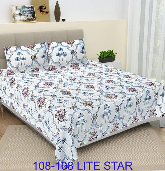 Jumbo 108x108 Cotton Autoloom Bedsheet with 2 Pillow Covers