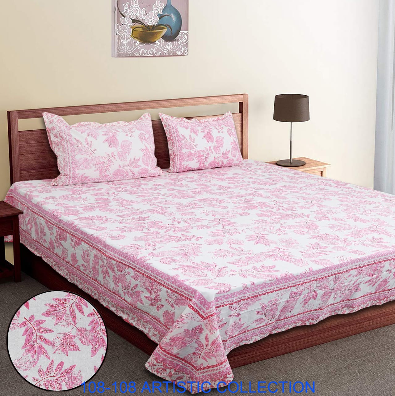 Jumbo Cotton Autoloom Bedsheet with 2 Zipper Pillow Covers – 108x108 Inches