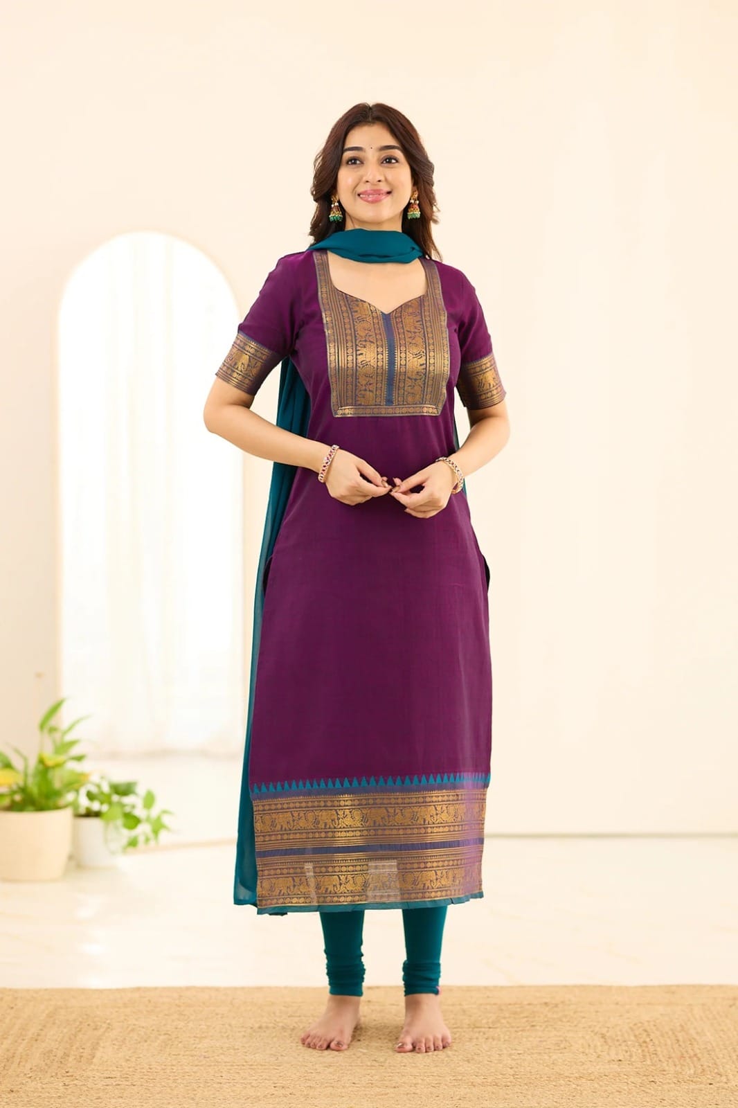 Kanchi Cotton Kurta with Georgette Dupatta – 2 Piece Set