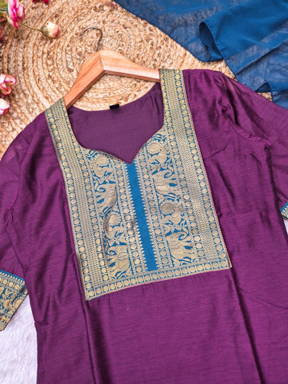 Kanchi Cotton Kurta with Georgette Dupatta – 2 Piece Set