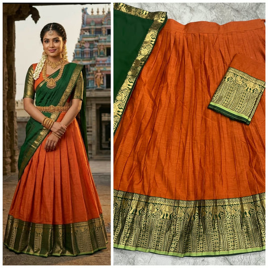 Kanchi Cotton Silk Lehenga Choli with Zari Weaving & Georgette Dupatta
