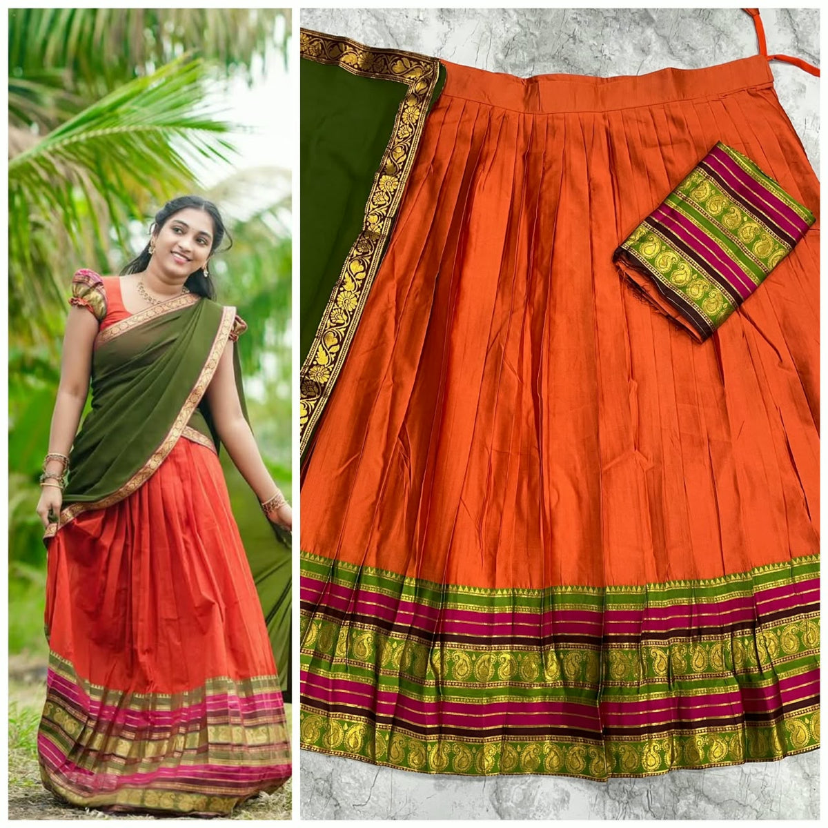 Kanchi Cotton Silk Lehenga Choli with Zari Weaving & Georgette Dupatta