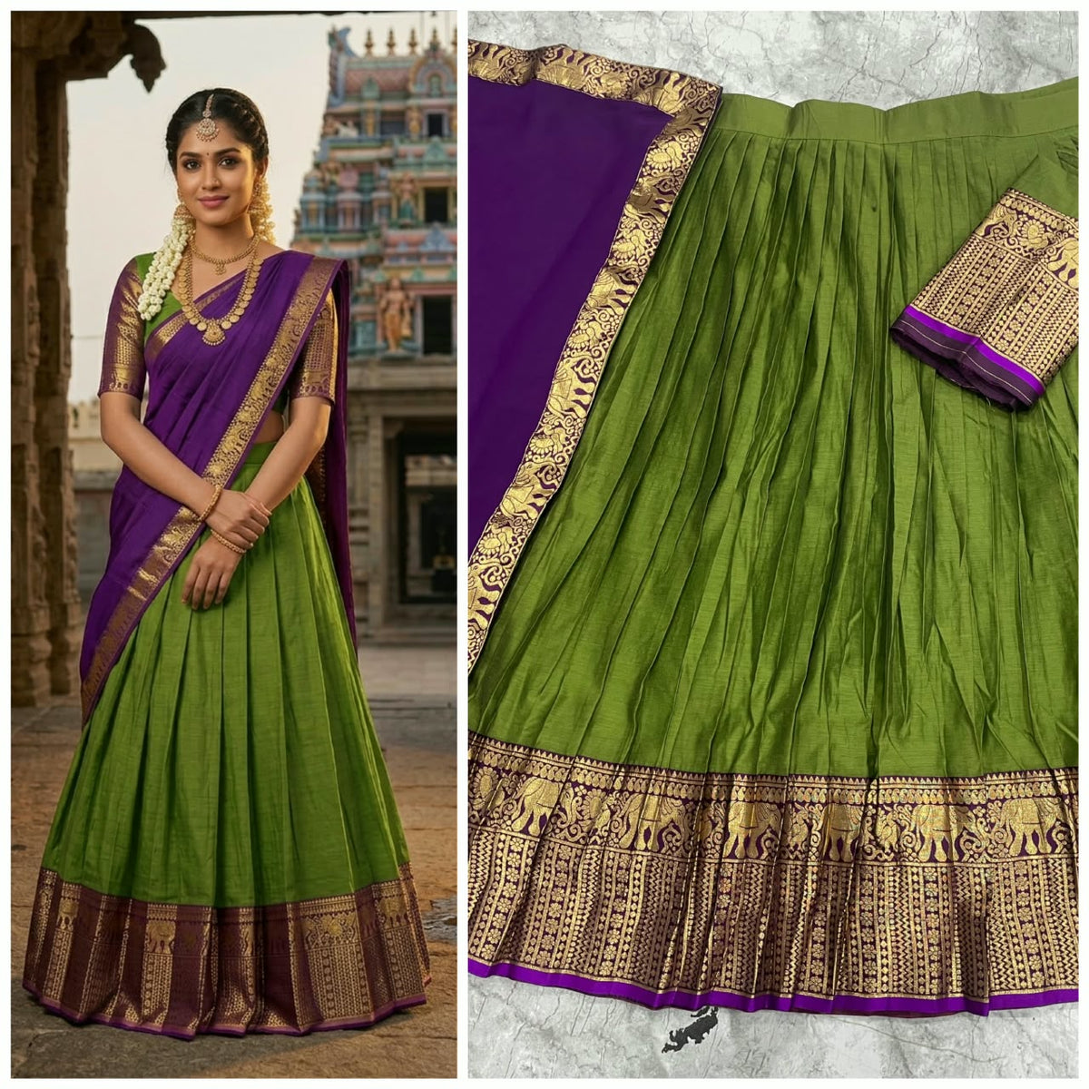 Kanchi Cotton Silk Lehenga Choli with Zari Weaving & Georgette Dupatta