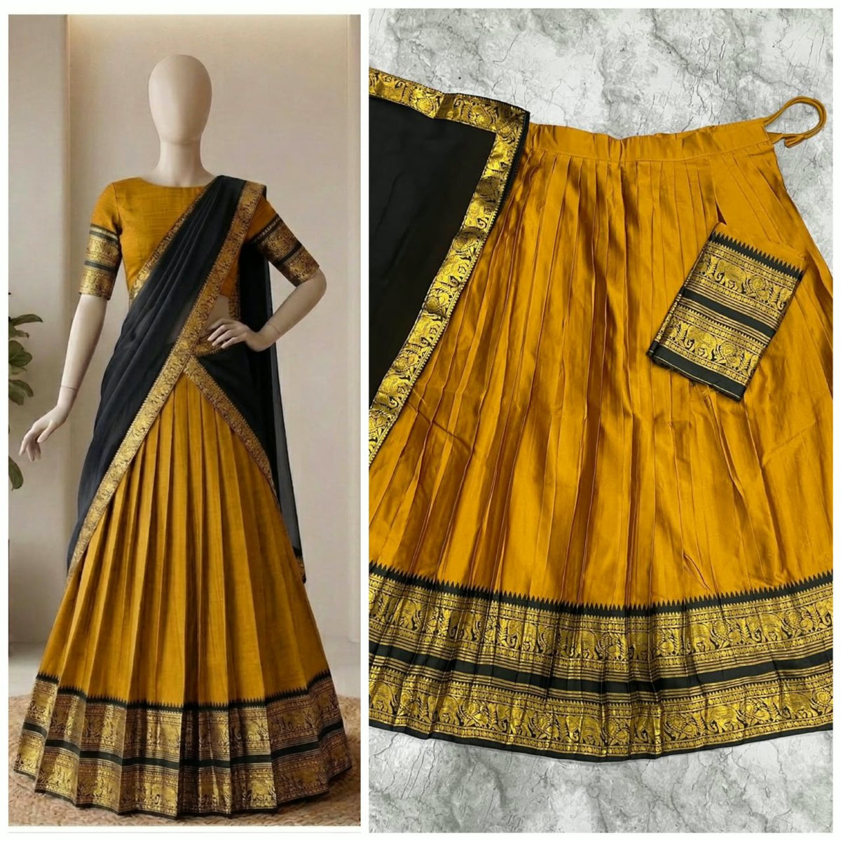 Kanchi Cotton Silk Lehenga Choli with Zari Weaving & Georgette Dupatta