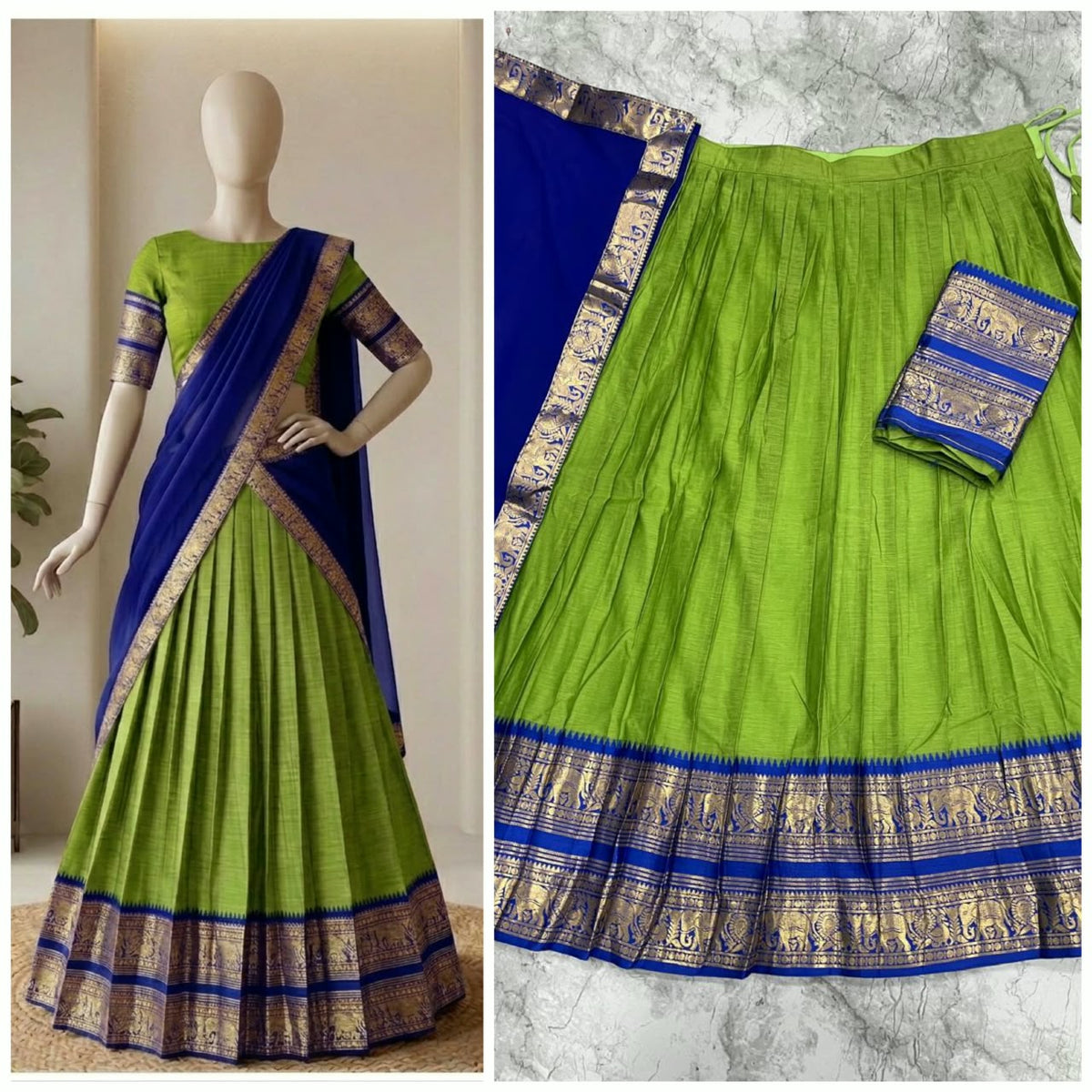 Kanchi Cotton Silk Lehenga Choli with Zari Weaving & Georgette Dupatta