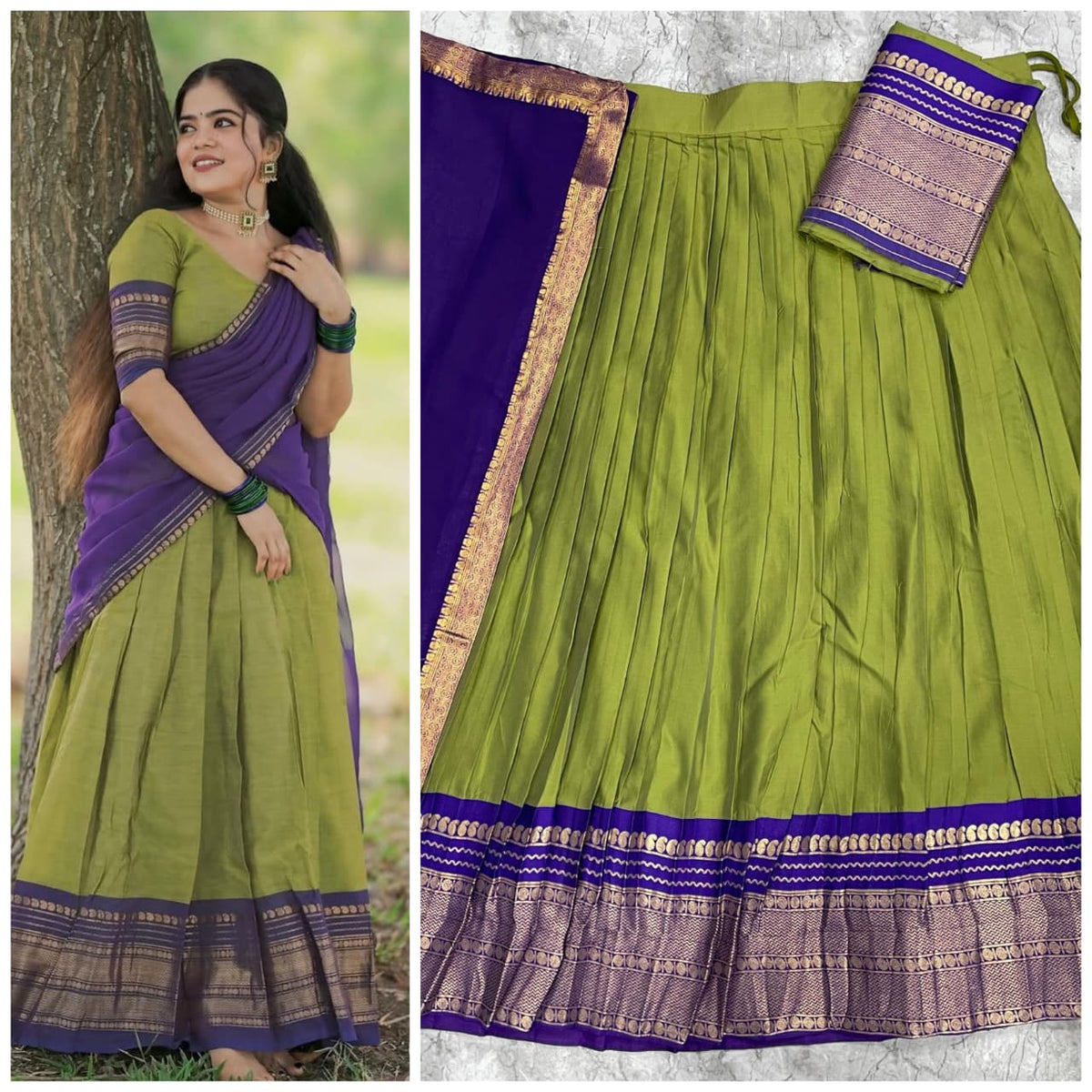 Kanchi Cotton Silk Lehenga Choli with Zari Weaving & Georgette Dupatta