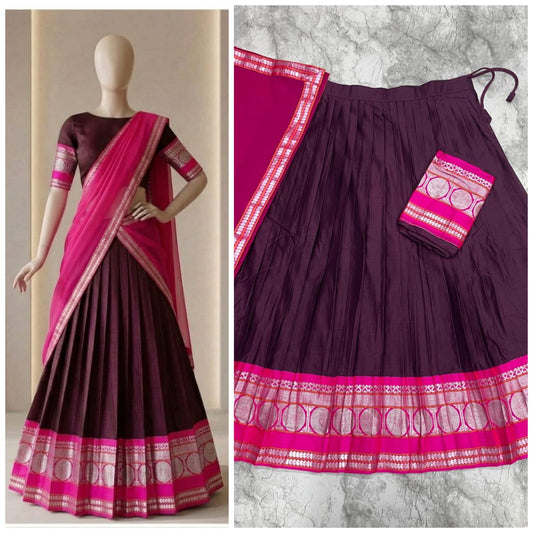 Kanchi Cotton Silk Lehenga Choli with Zari Weaving & Georgette Dupatta
