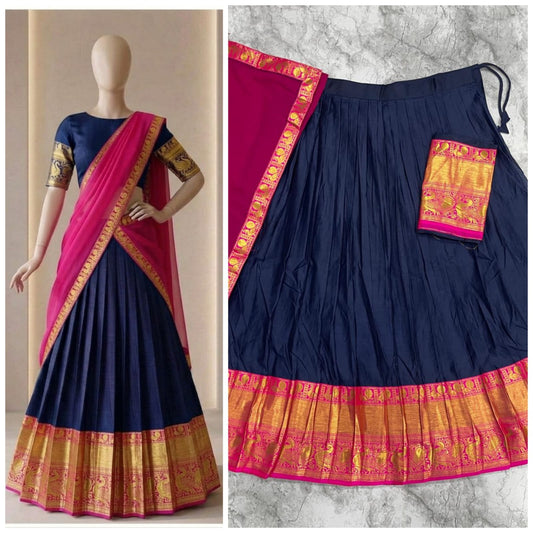 Kanchi Cotton Silk Lehenga Choli with Zari Weaving & Georgette Dupatta