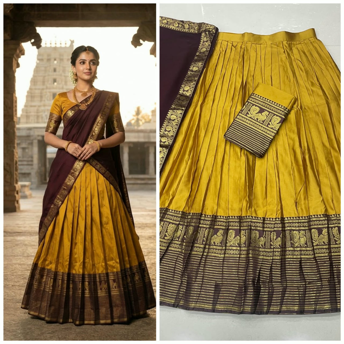 Kanchi Cotton Silk Lehenga Choli with Zari Weaving & Georgette Dupatta