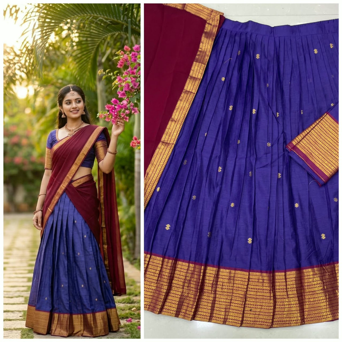 Kanchi Cotton Silk Lehenga Choli with Zari Weaving & Georgette Dupatta