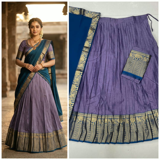 Kanchi Cotton Silk Lehenga Choli with Zari Weaving & Georgette Dupatta