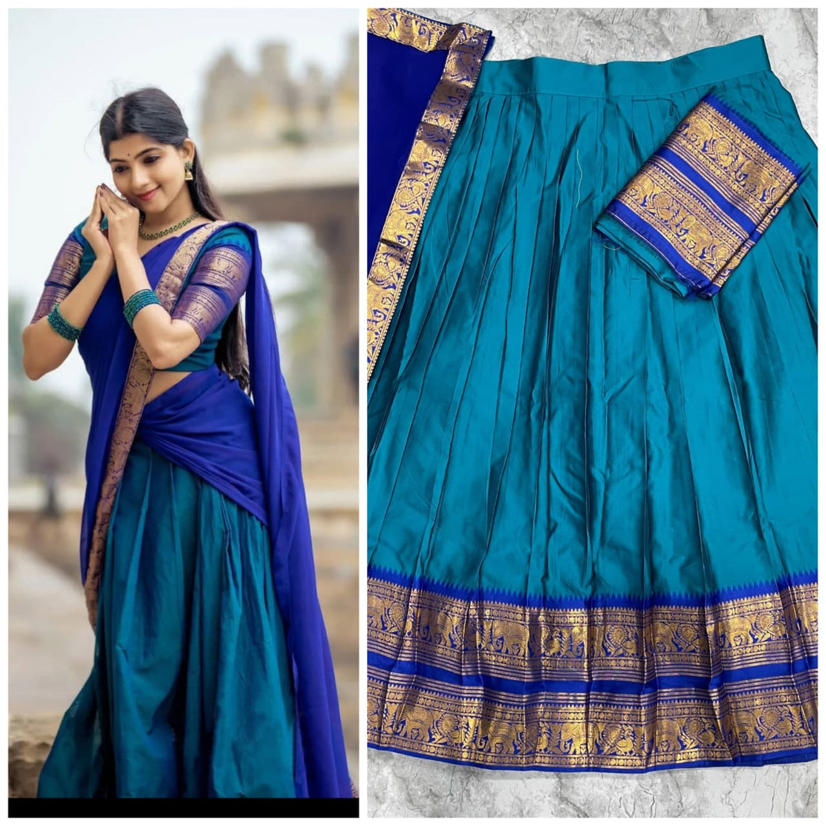 Kanchi Cotton Silk Lehenga Choli with Zari Weaving & Georgette Dupatta