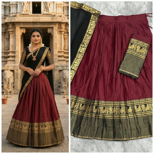 Kanchi Cotton Silk Lehenga Choli with Zari Weaving & Georgette Dupatta