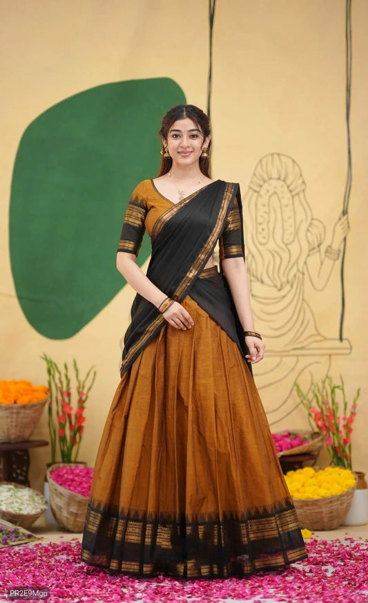Kanchi Cotton Zari Woven Lehenga Choli with Georgette Dupatta