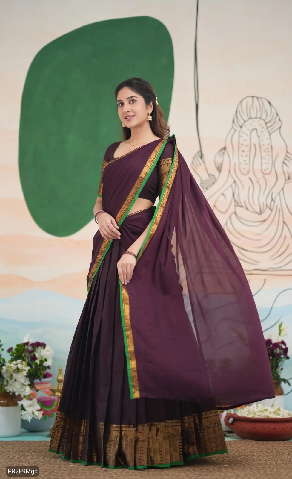 Kanchi Cotton Zari Woven Lehenga Choli with Georgette Dupatta