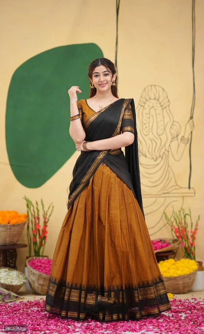 Kanchi Cotton Zari Woven Lehenga Choli with Georgette Dupatta