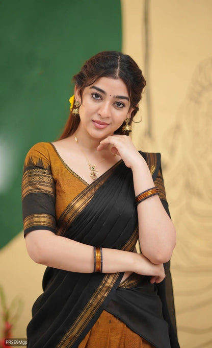 Kanchi Cotton Zari Woven Lehenga Choli with Georgette Dupatta