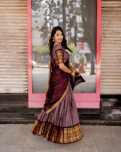 Kanchi Cotton Zari Woven Lehenga Set with Georgette Dupatta
