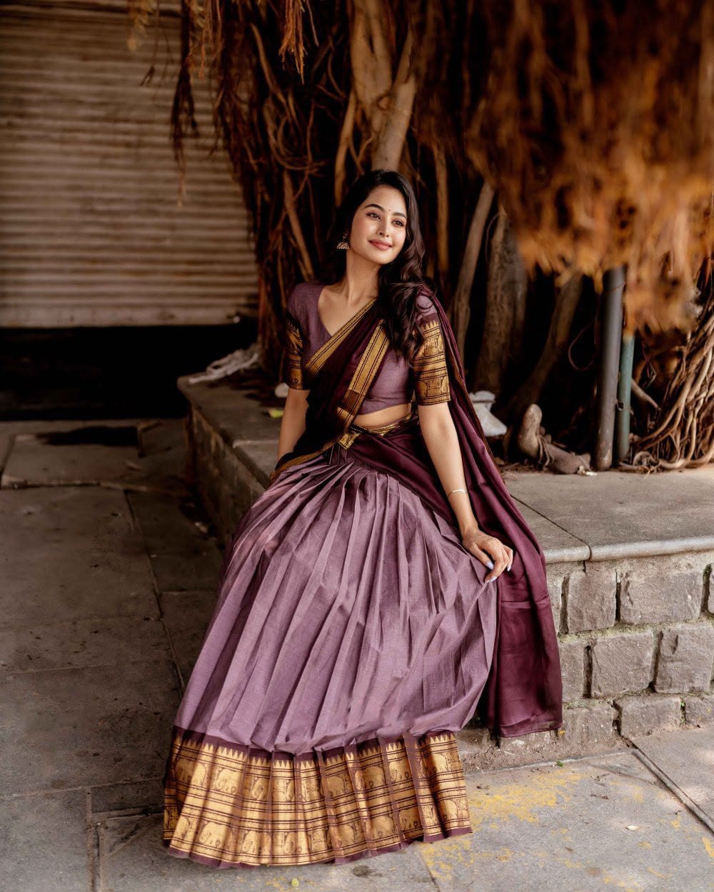 Kanchi Cotton Zari Woven Lehenga Set with Georgette Dupatta
