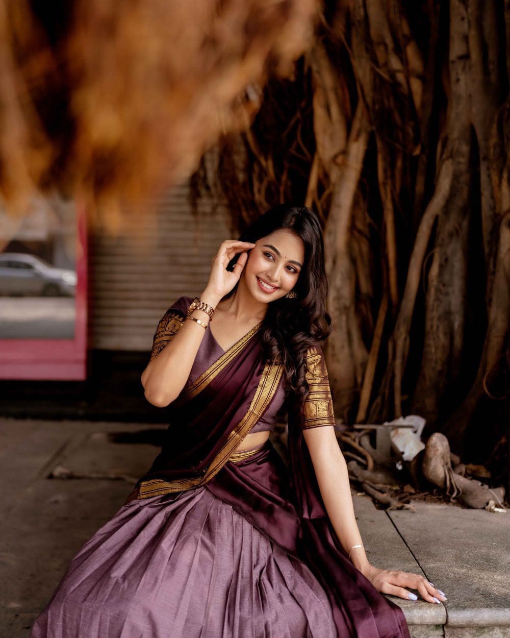 Kanchi Cotton Zari Woven Lehenga Set with Georgette Dupatta