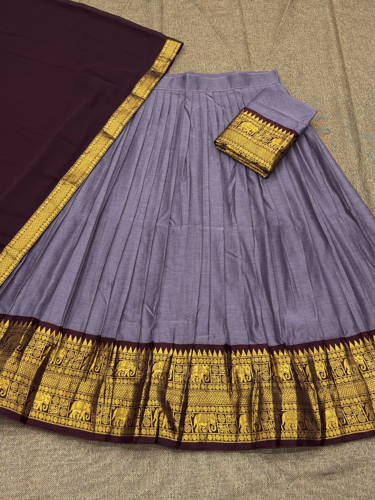 Kanchi Cotton Zari Woven Lehenga Set with Georgette Dupatta