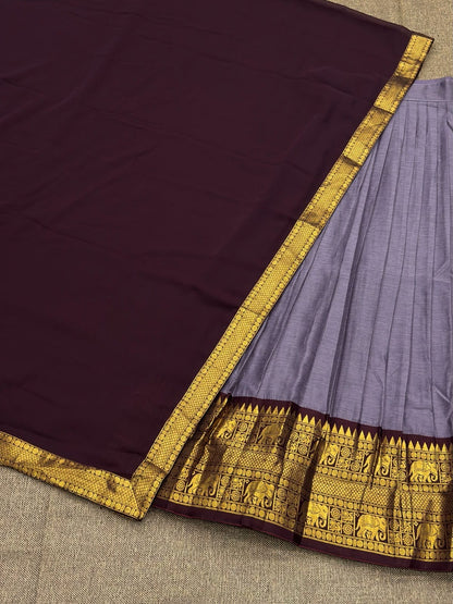 Kanchi Cotton Zari Woven Lehenga Set with Georgette Dupatta