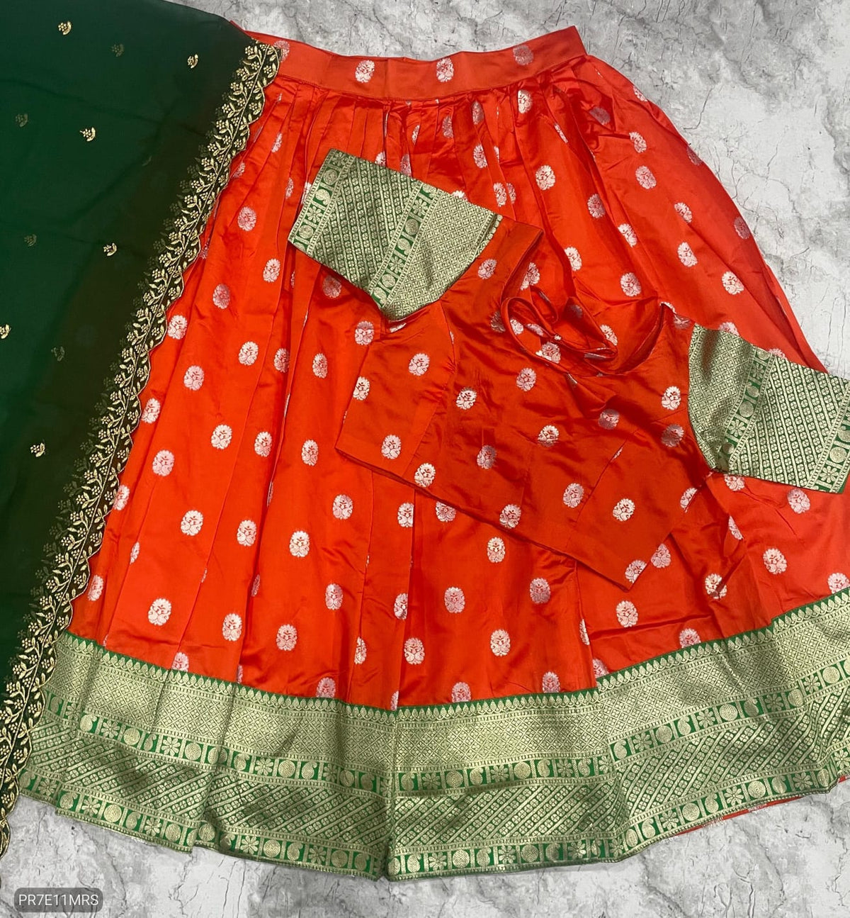 Kanjivaram Silk Lehenga Choli Set with Zari Weaving & Georgette Dupatta