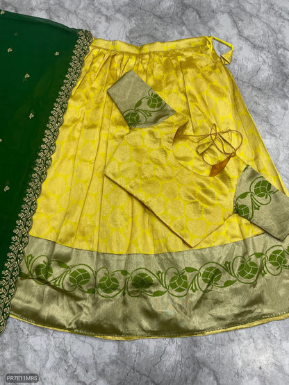 Kanjivaram Silk Lehenga Choli Set with Zari Weaving & Georgette Dupatta