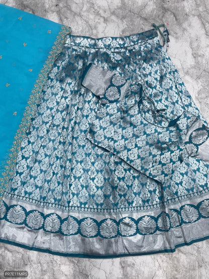 Kanjivaram Silk Lehenga Choli Set with Zari Weaving & Georgette Dupatta