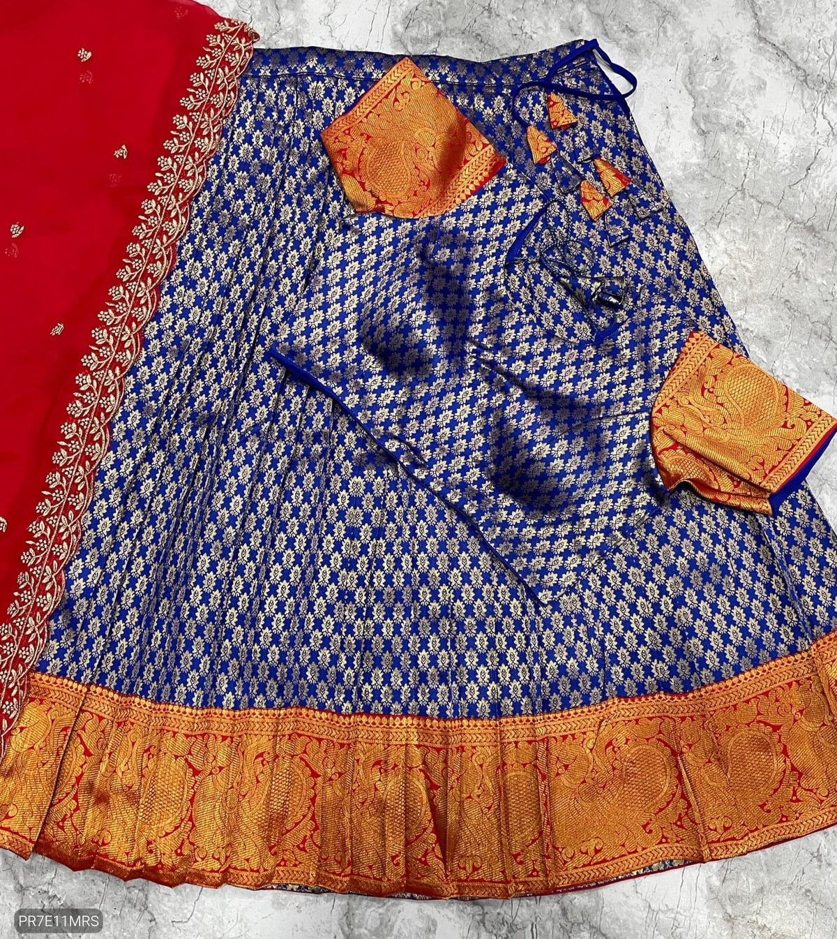 Kanjivaram Silk Lehenga Choli Set with Zari Weaving & Georgette Dupatta