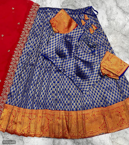 Kanjivaram Silk Lehenga Choli Set with Zari Weaving & Georgette Dupatta