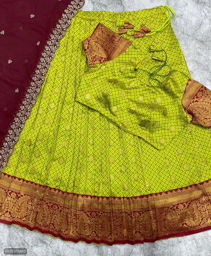 Kanjivaram Silk Lehenga Choli Set with Zari Weaving & Georgette Dupatta