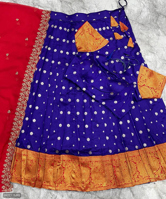 Kanjivaram Silk Lehenga Choli Set with Zari Weaving & Georgette Dupatta